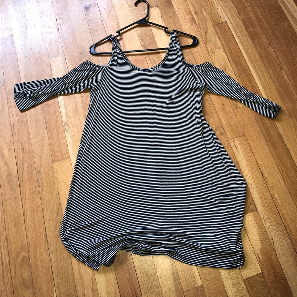 black and white striped dress